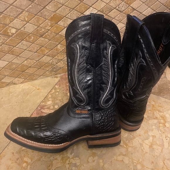 Black cowboy leather boots - Picture 8 of 8